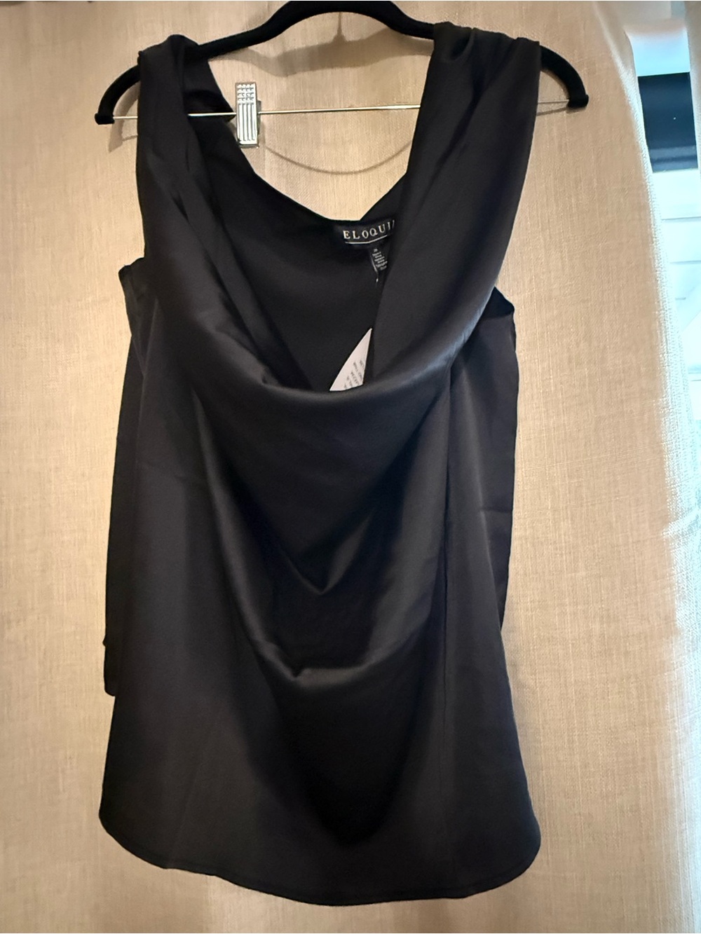 Eloquii Black One-Shoulder Cowl Neck Dress